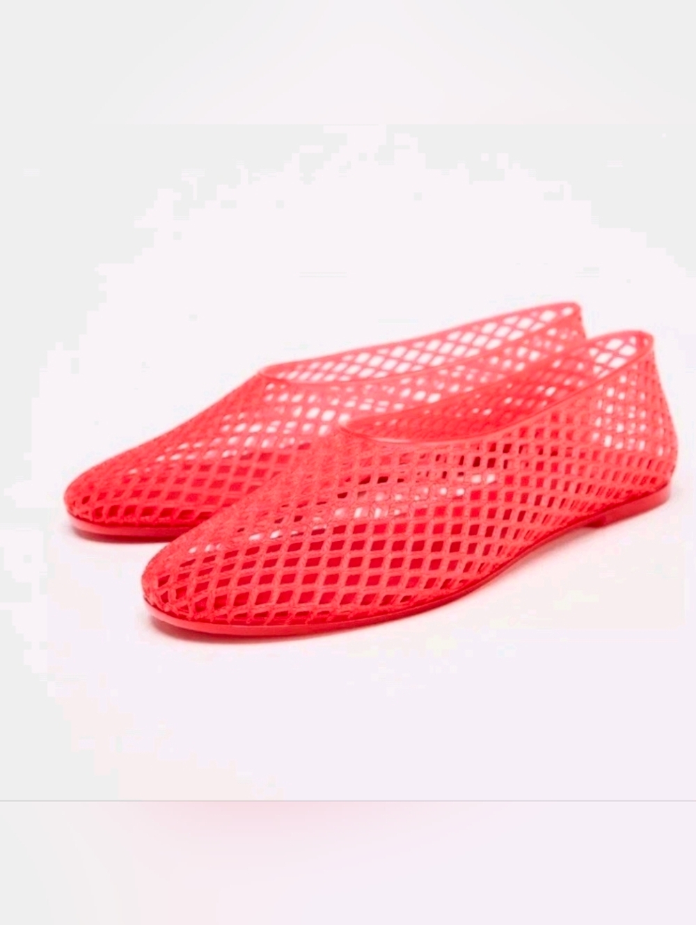 Sz 7.5 New Red Corral ZARA JELLY BALLET FLATS